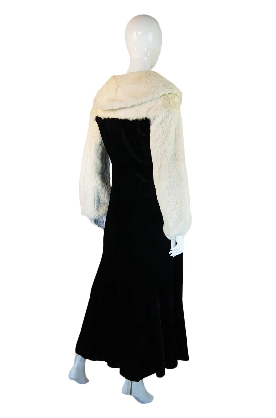 1930s Ermine & Silk Velvet Evening Coat