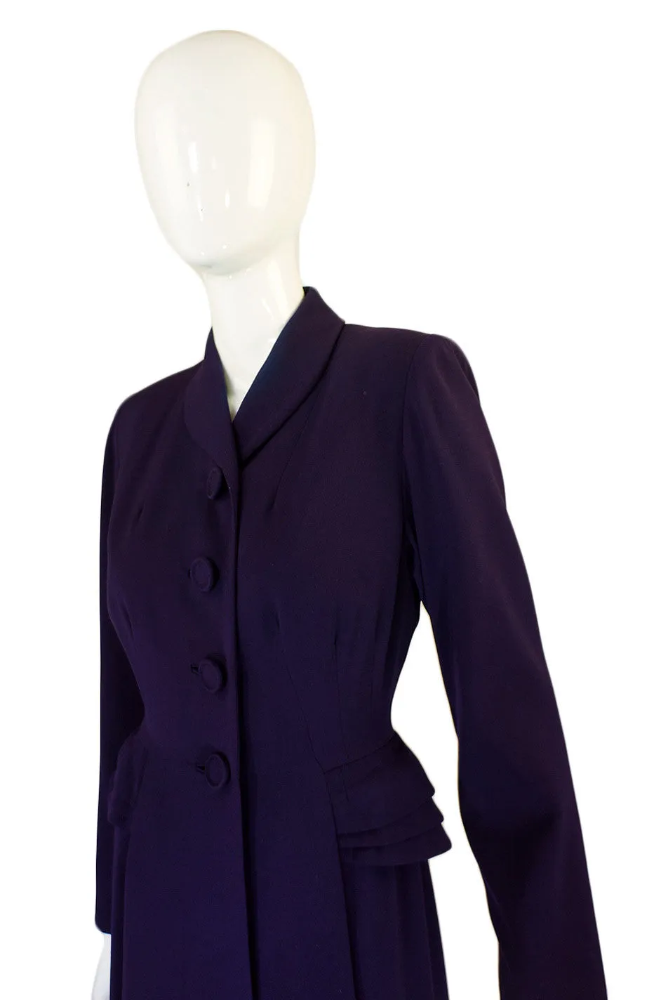 1940s Tailored Peplum Hip Swing Coat