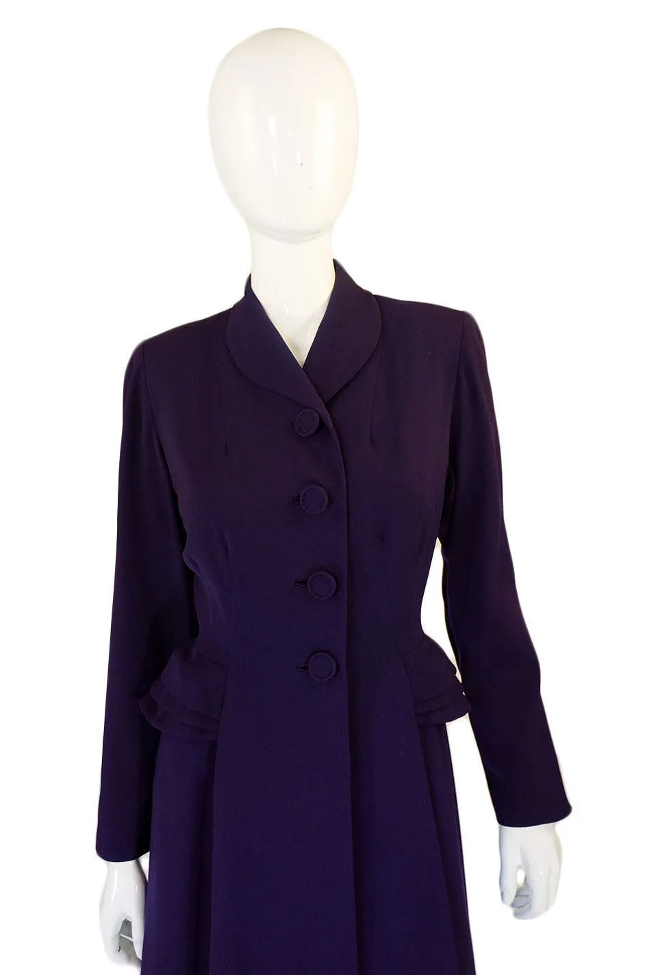 1940s Tailored Peplum Hip Swing Coat