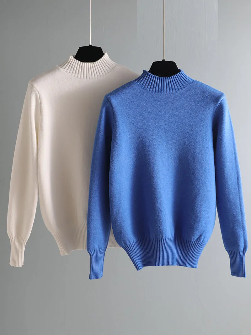 2022 Autumn Winter Cashmere Basic Warm Sweater Velvet Pullovers Women Female Fur Thick Turtleneck Sw