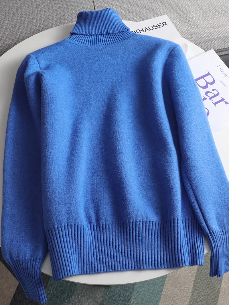 2022 Autumn Winter Cashmere Basic Warm Sweater Velvet Pullovers Women Female Fur Thick Turtleneck Sw