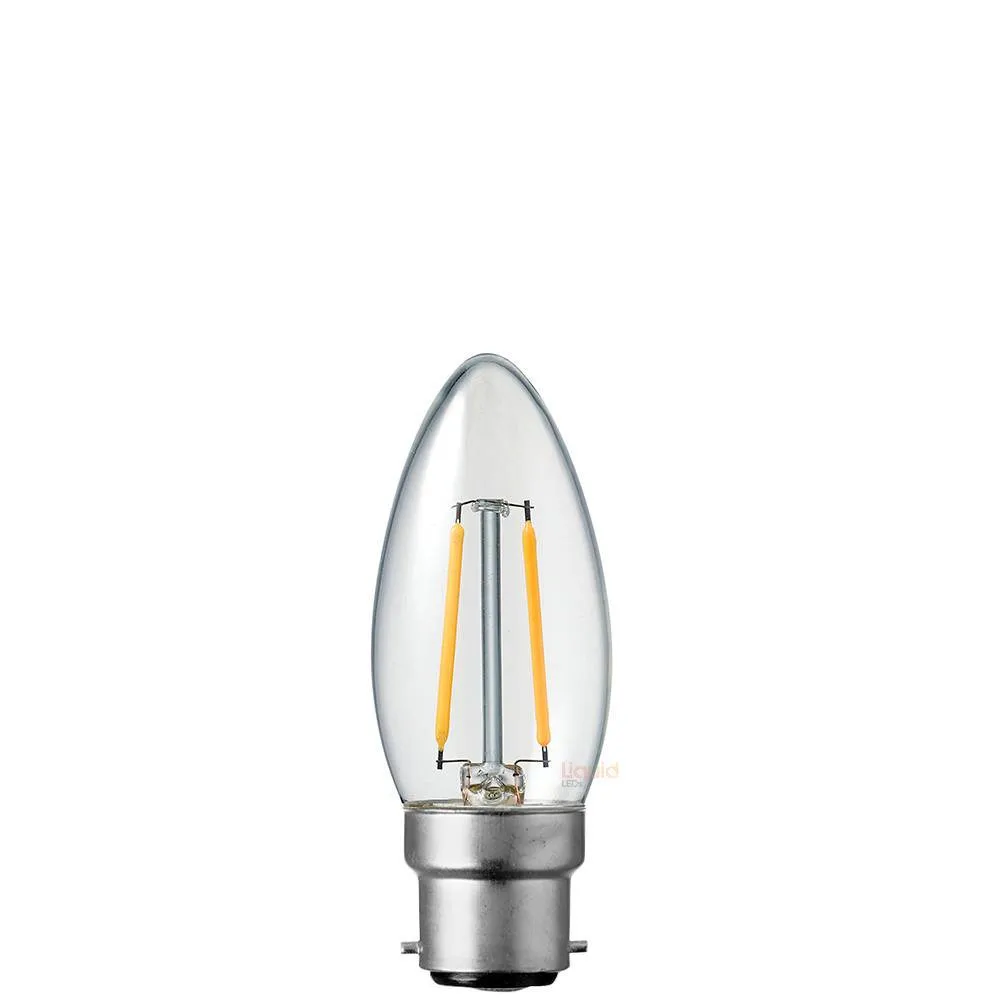 2W Candle LED Bulb B22 Clear in Warm White