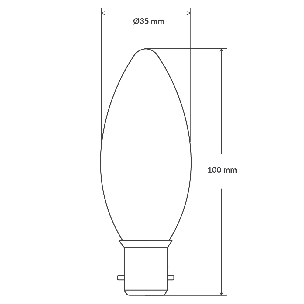 2W Candle LED Bulb B22 Clear in Warm White