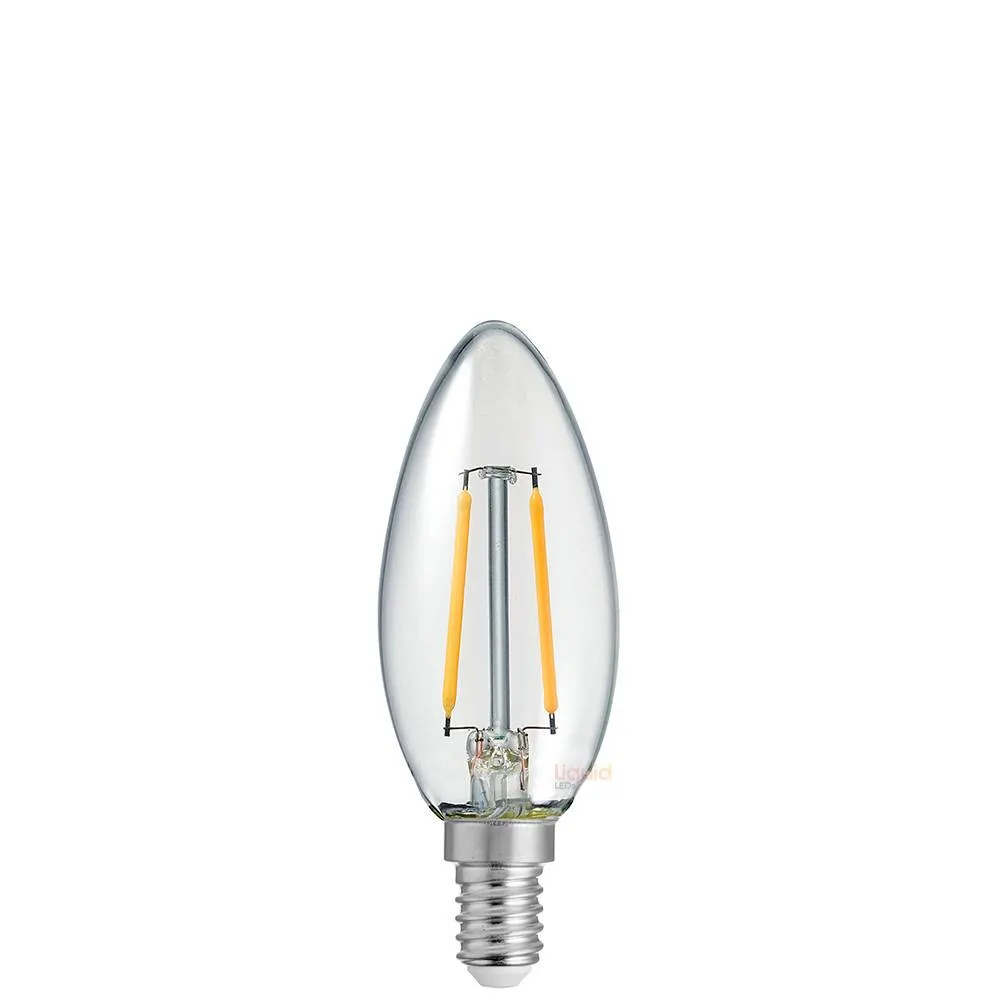 2W Candle LED Bulb E14 Clear in Warm White