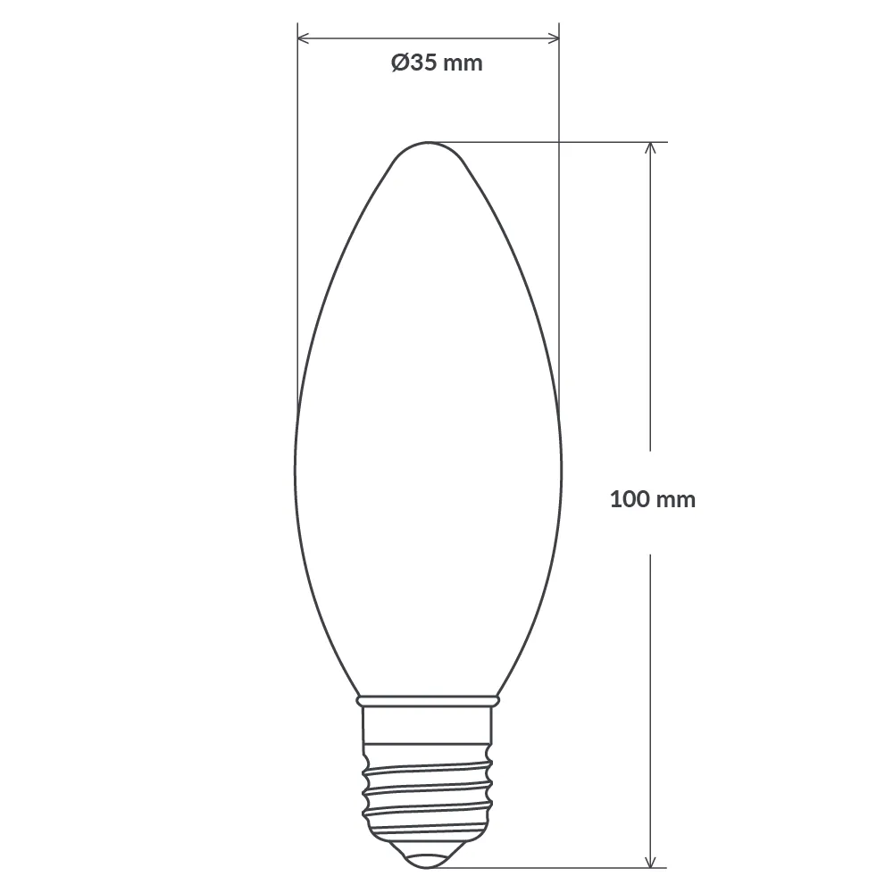 2W Candle LED Bulb E27 Clear in Warm White