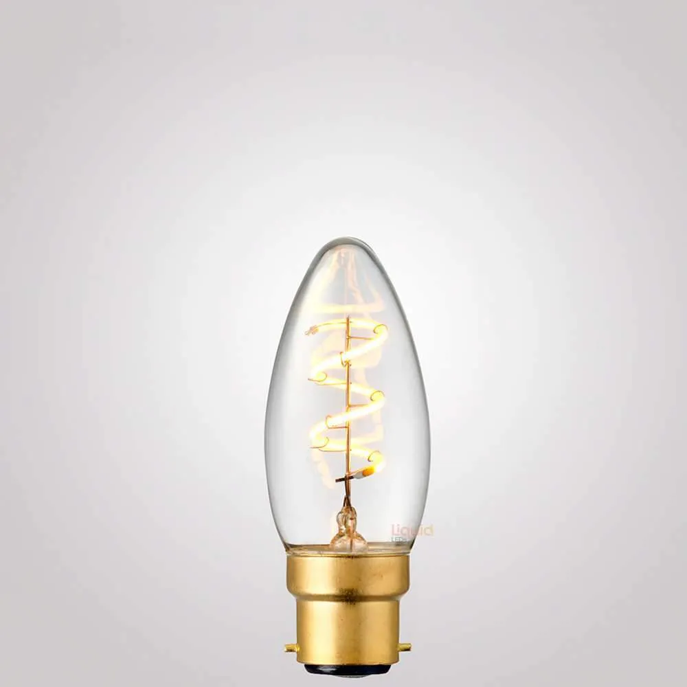 3W Candle Spiral LED Bulb B22 in Extra Warm