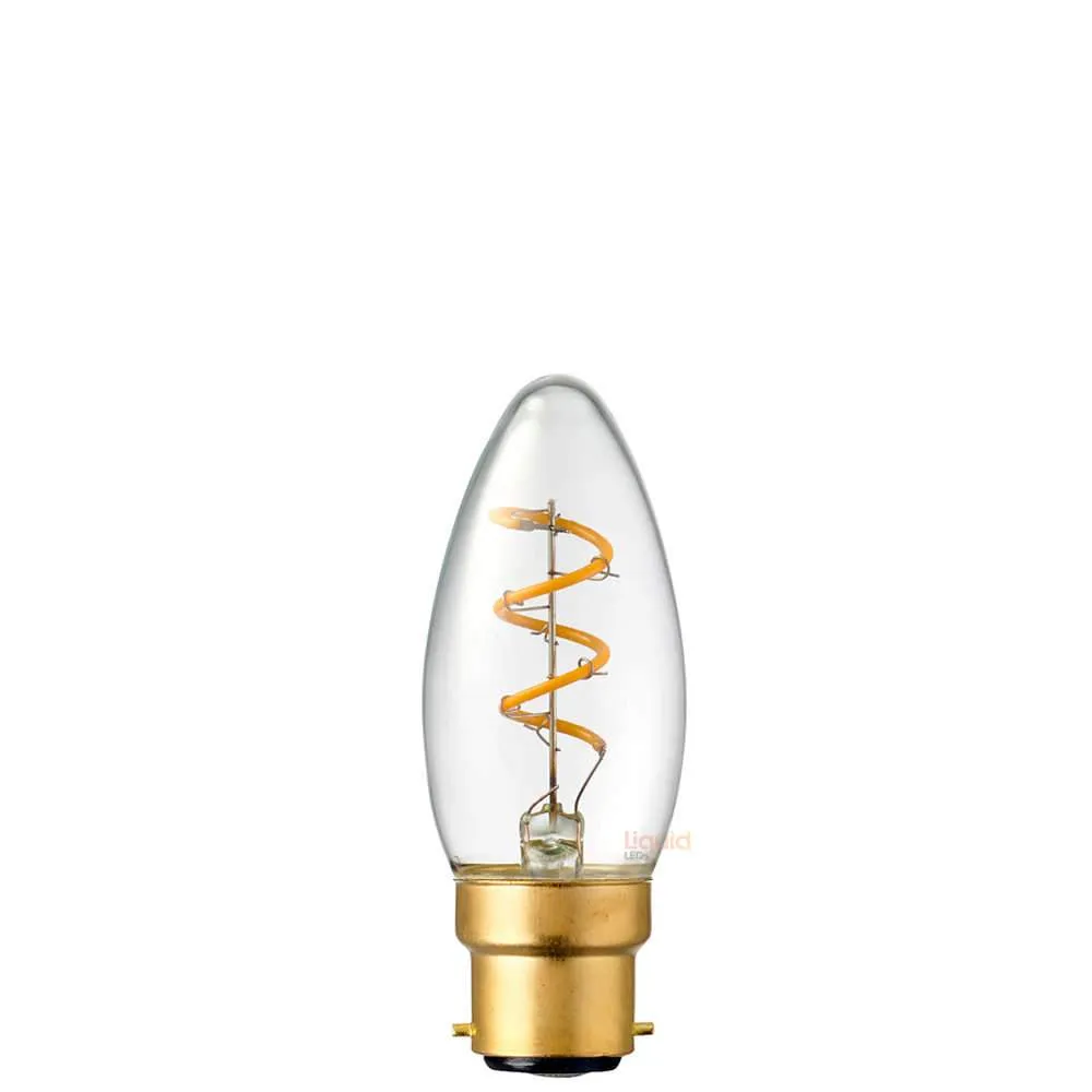 3W Candle Spiral LED Bulb B22 in Extra Warm