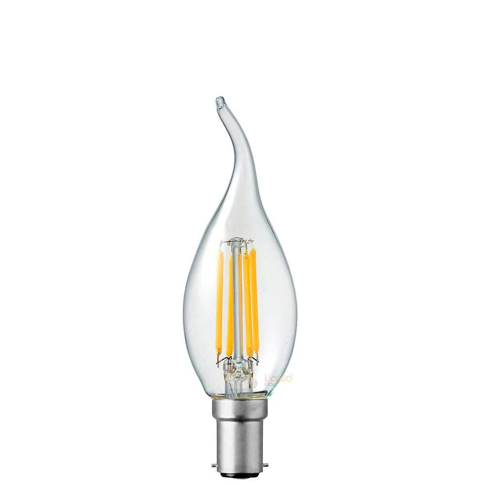 4W Flame Tip Candle LED Bulb B15 Clear in Warm White