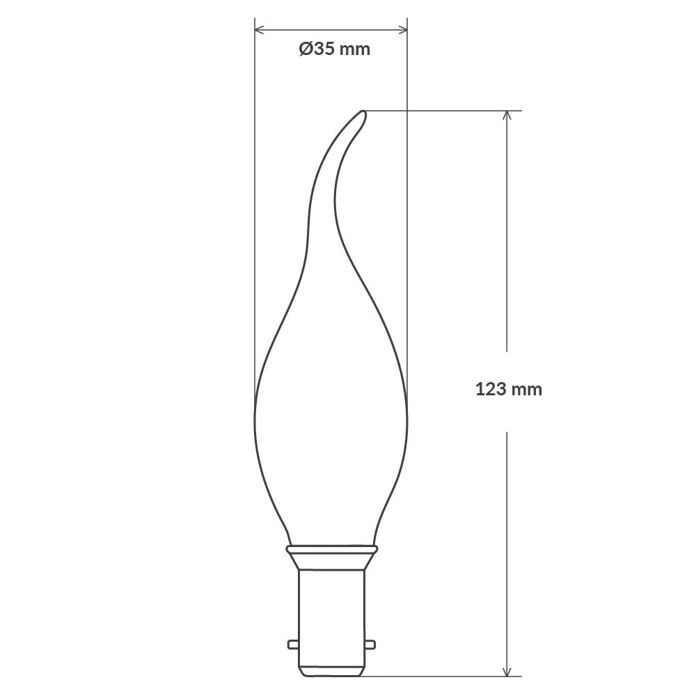 4W Flame Tip Candle LED Bulb B15 Clear in Warm White