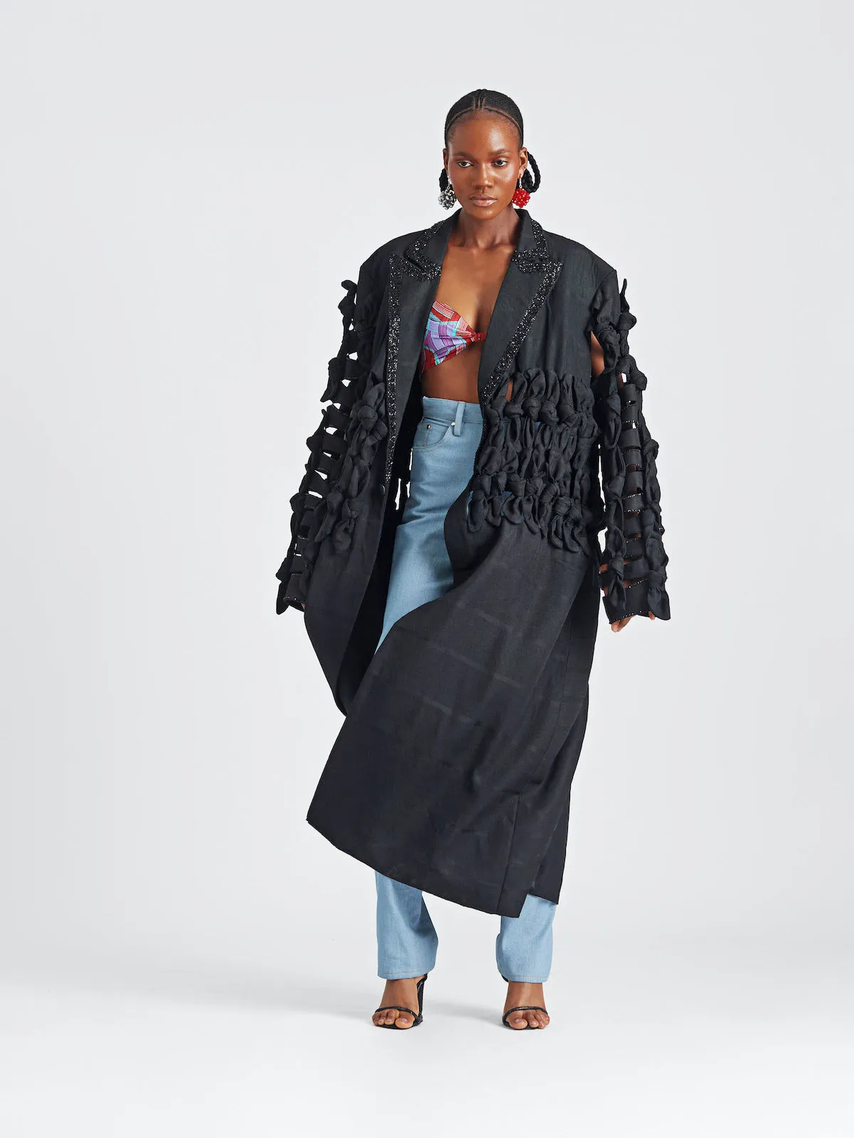 Akwete Maxi Coat with Bows