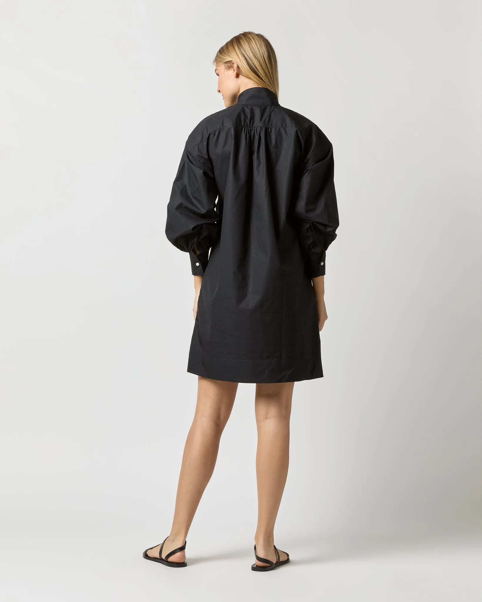 Anaya Popover Dress in Black Poplin