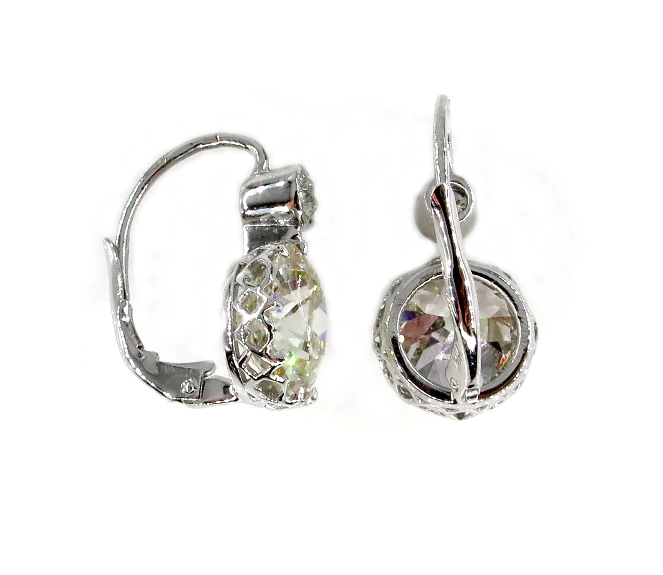 Antique 8.75ct Old European cut Diamond Dormeuse Drop Earrings