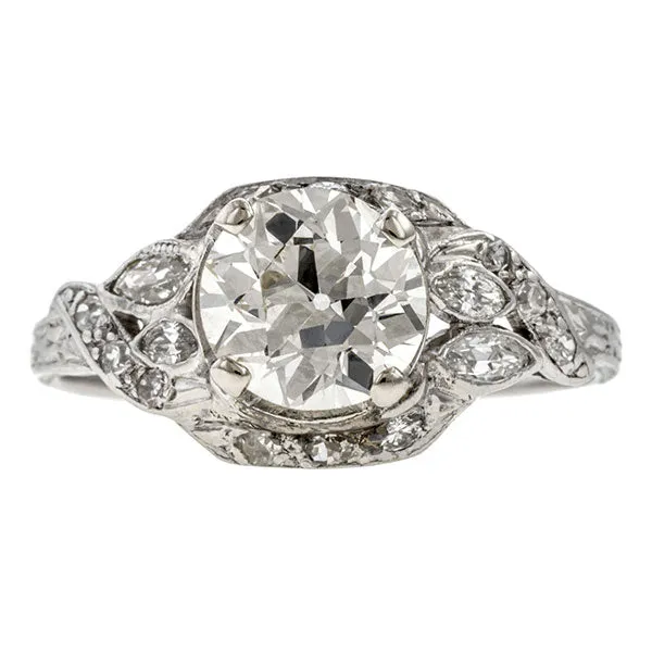 Art Deco Engagement Ring, Old European 1.54ct.