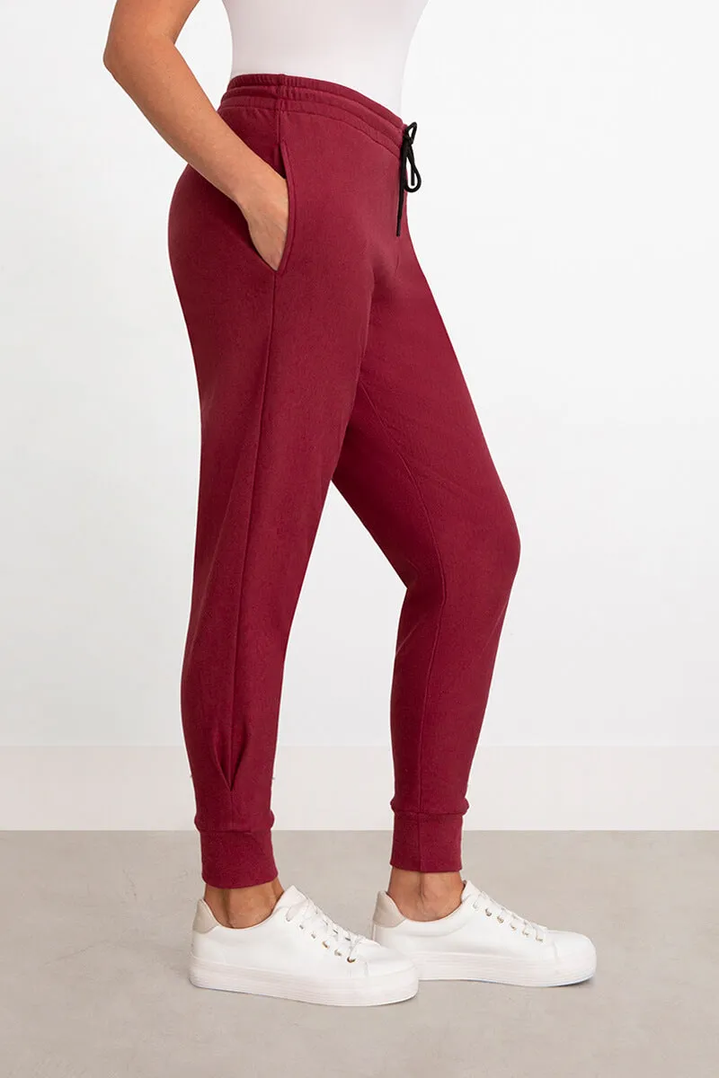 Bamboo Fleece Pleat Hem Jogger | Cherry