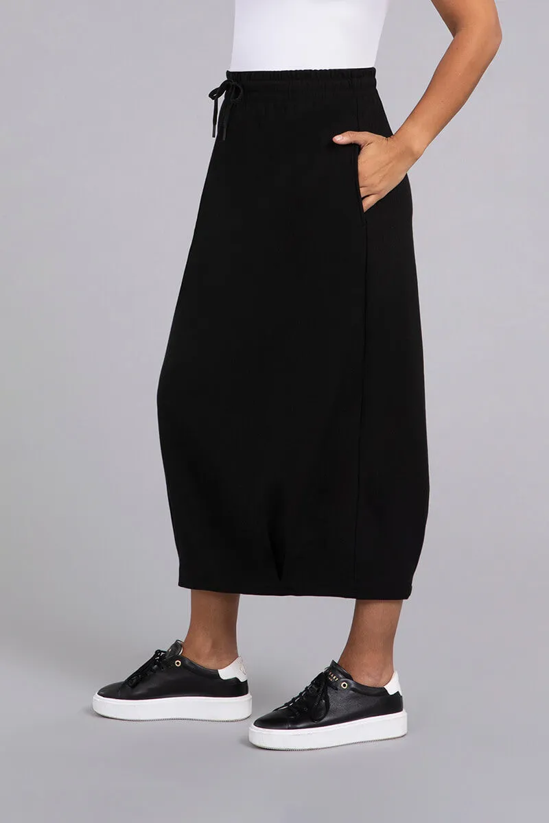 Bamboo Fleece Pleat Hem Skirt | Black