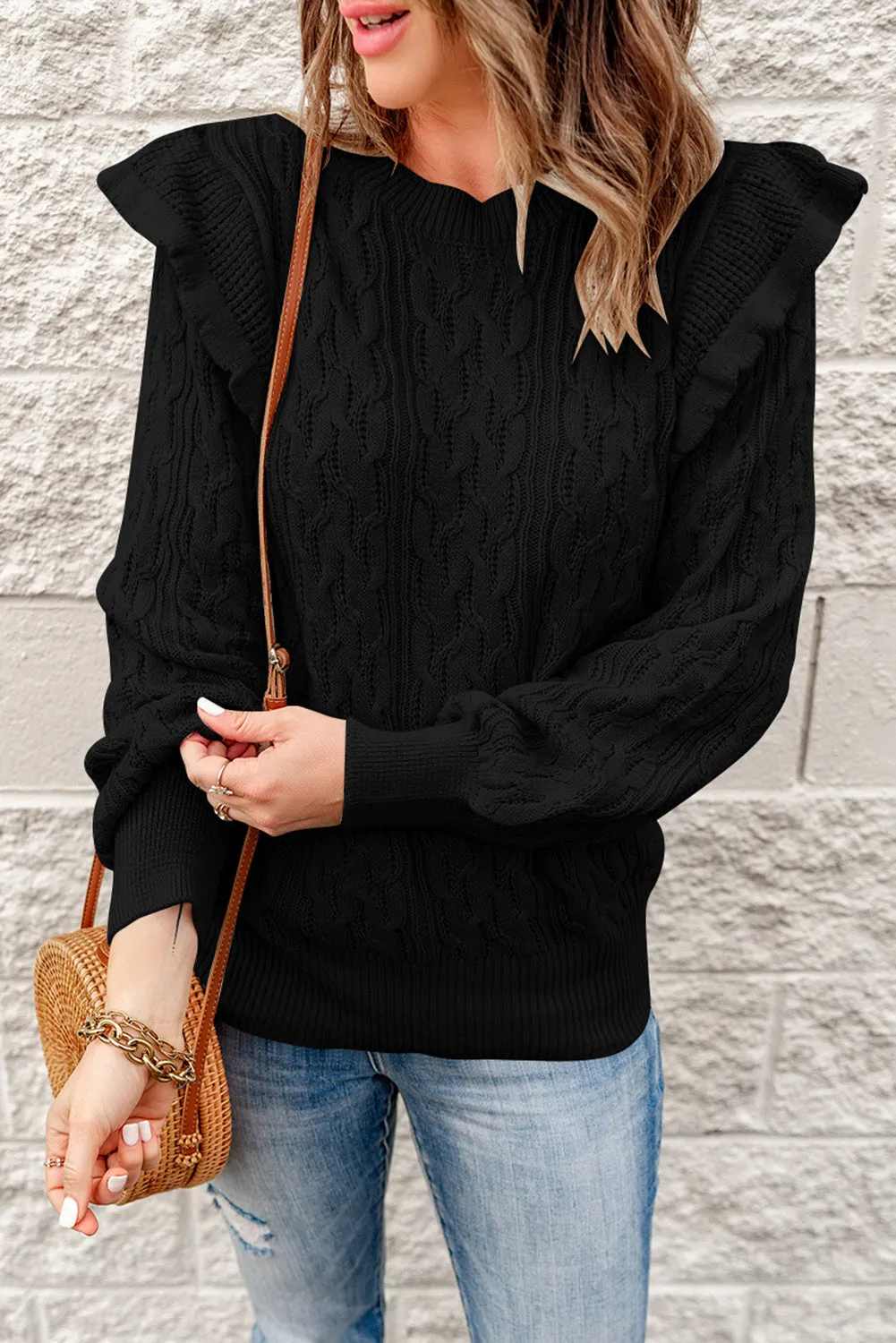 Black Cable Knit Sweater