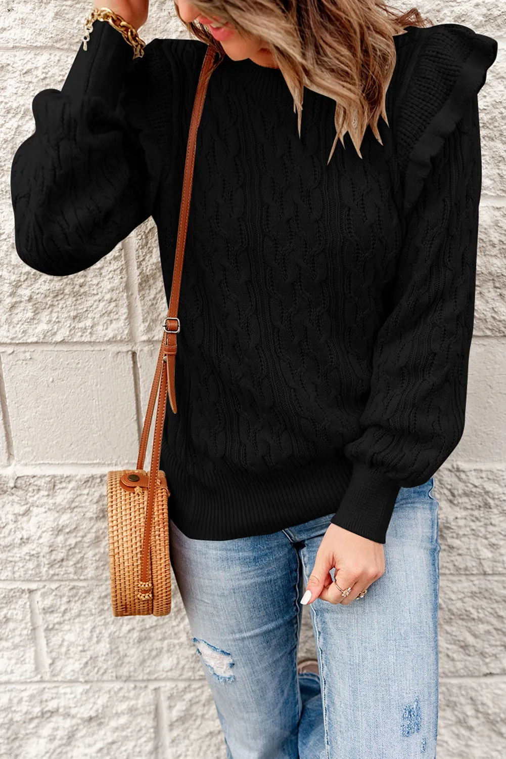 Black Cable Knit Sweater