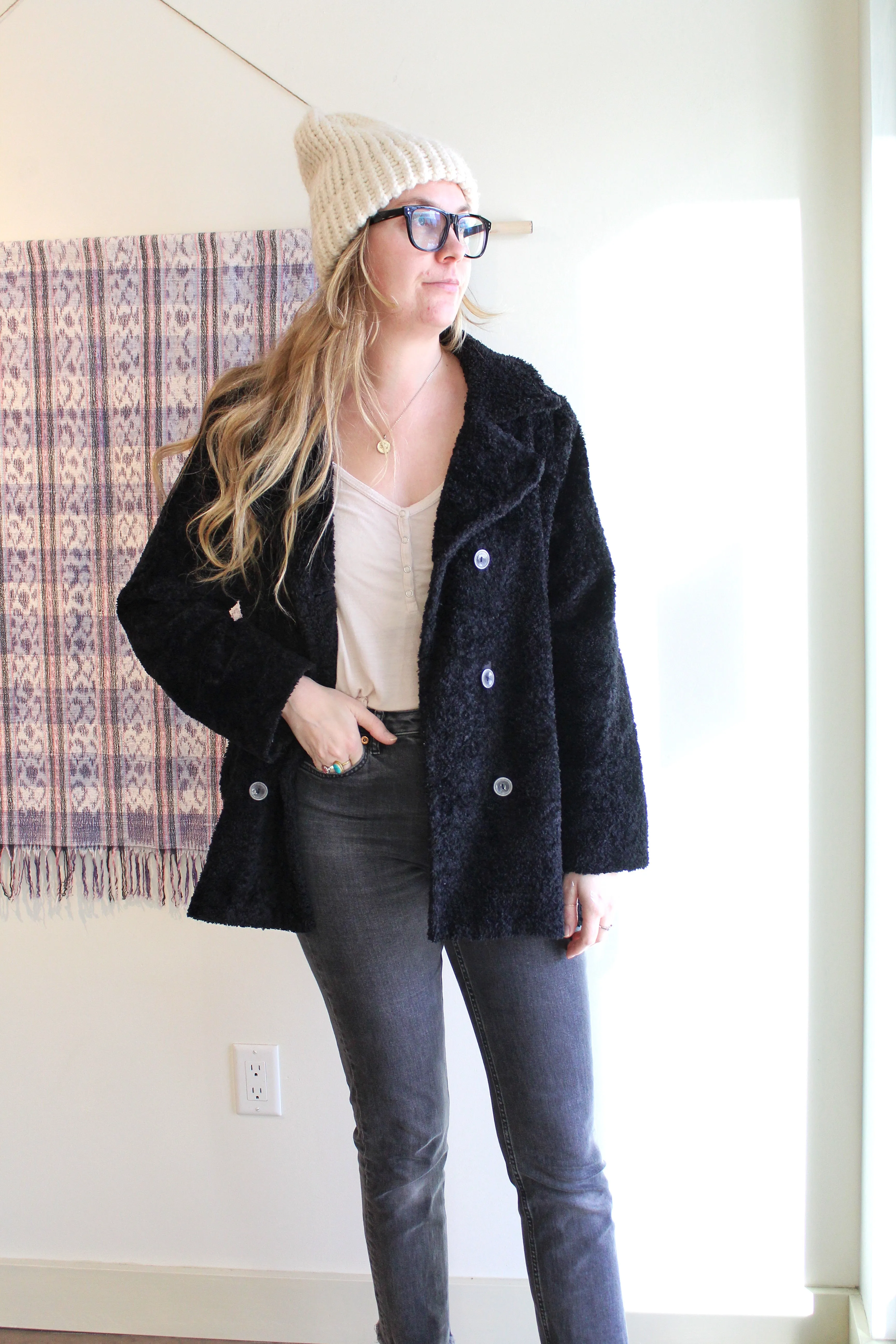 Black Teddy Pea Coat