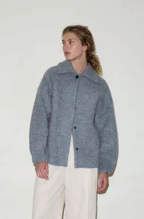 Boiled Wool Coat - Blue Grey