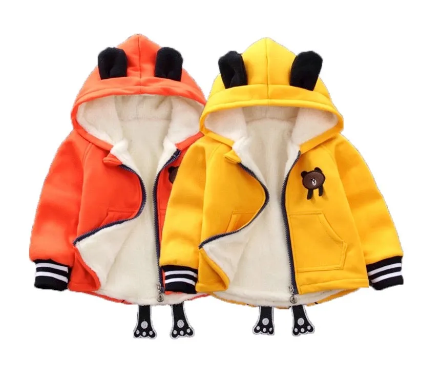 Boys And Girls Thick Warm Hooded Jacket