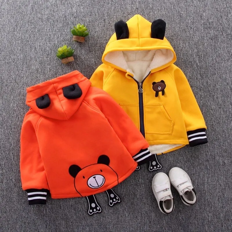 Boys And Girls Thick Warm Hooded Jacket