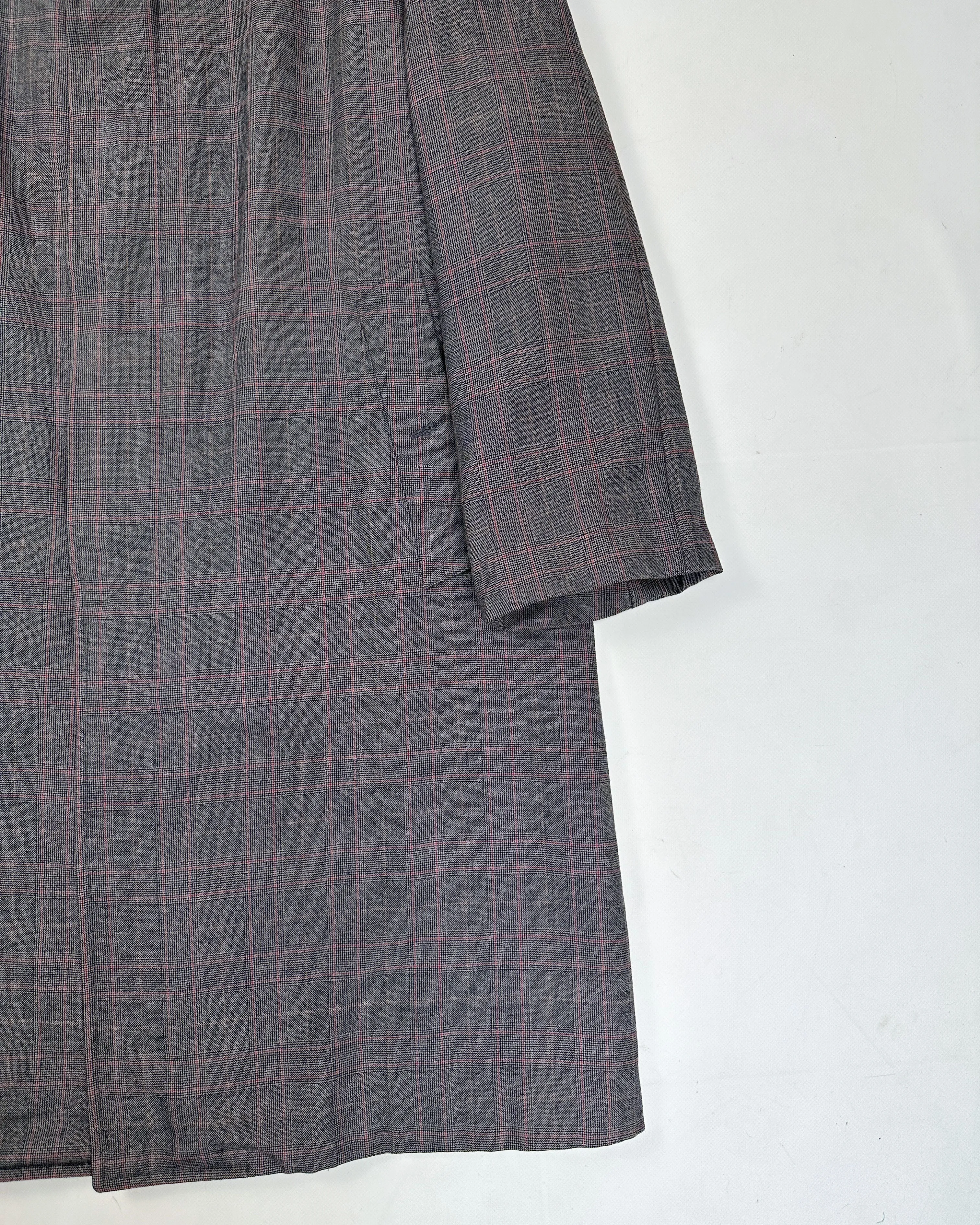 Burberry's Checkered Button Wool Long Coat 1980's