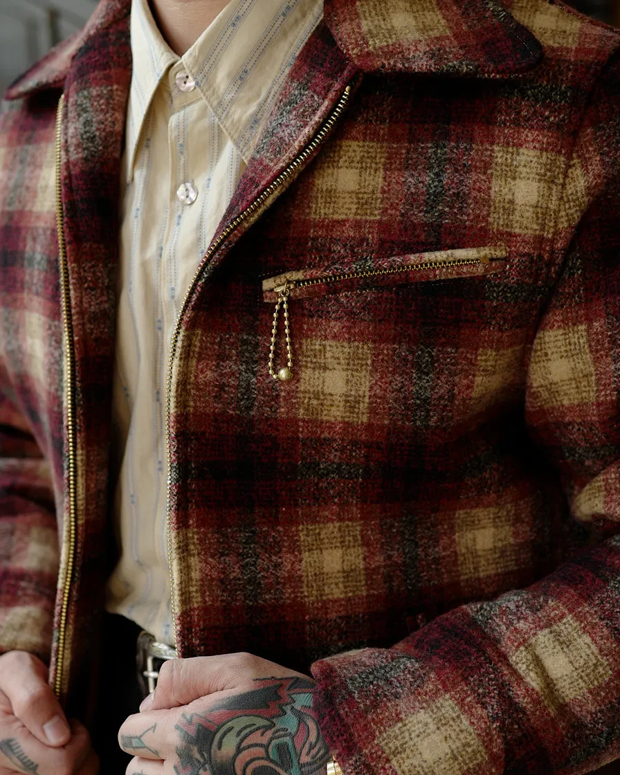 Burgundy Plaid Sports Jacket