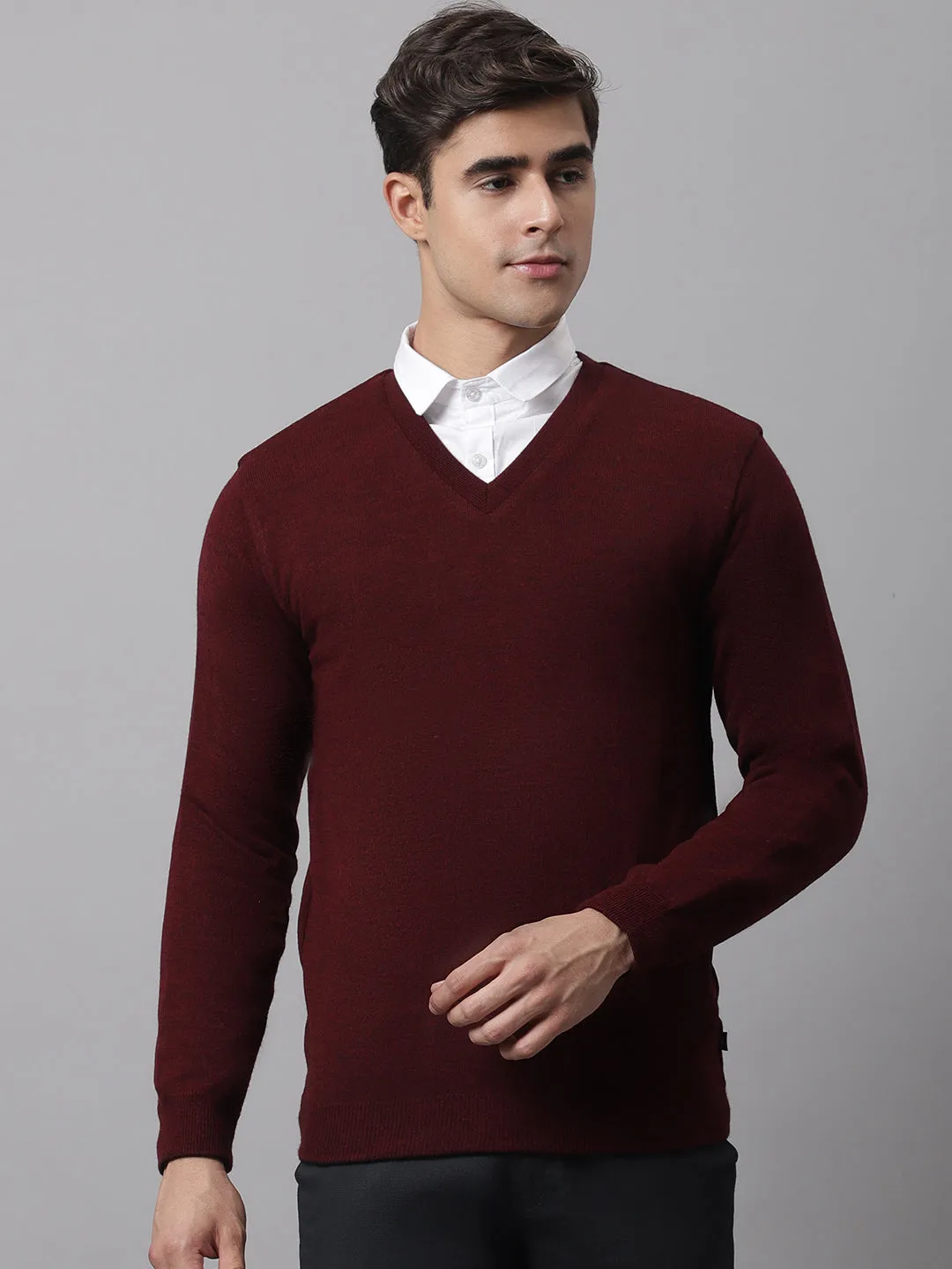 Cantabil  Men Maroon Sweater