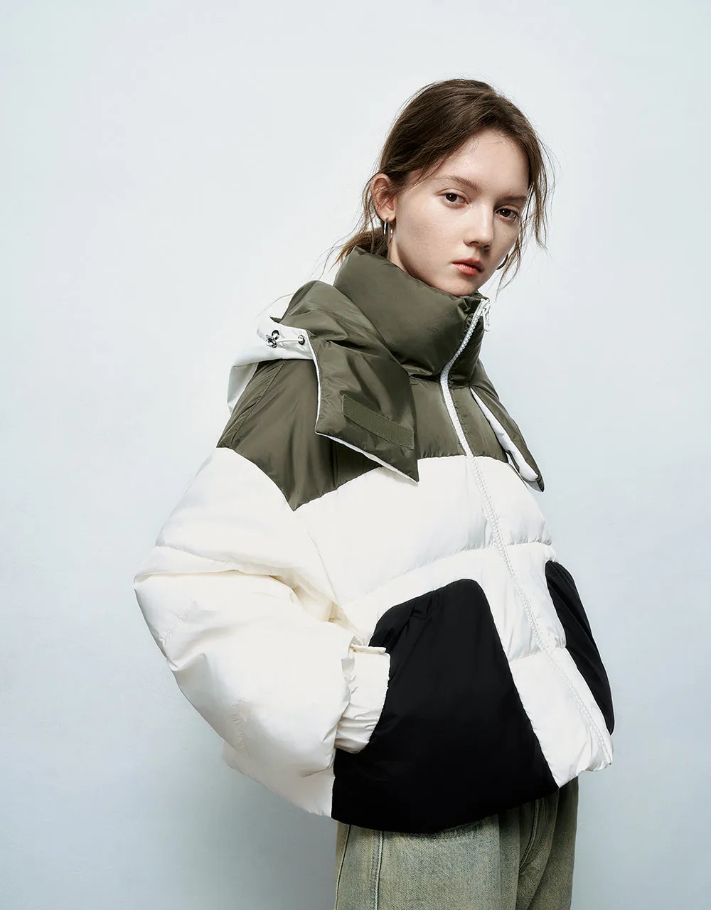 Colorblocks Hooded Padded Coat