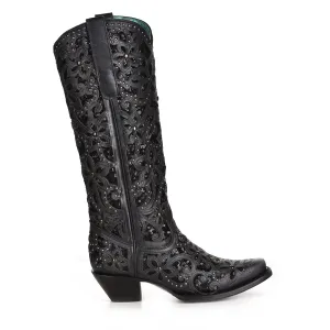 Corral Womens Full Inlay Cowboy Boots Leather Black