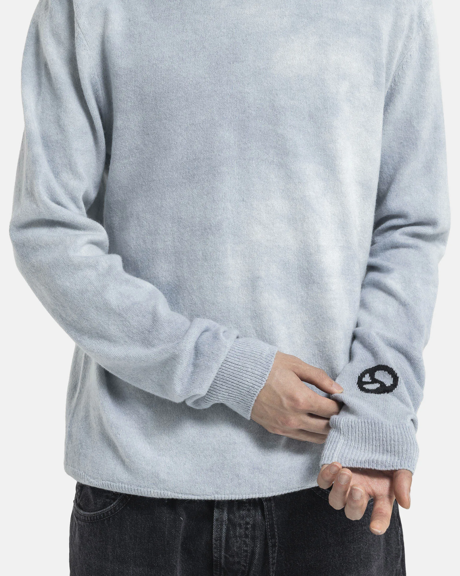 Crew Neck Jumper in Old Blue and White