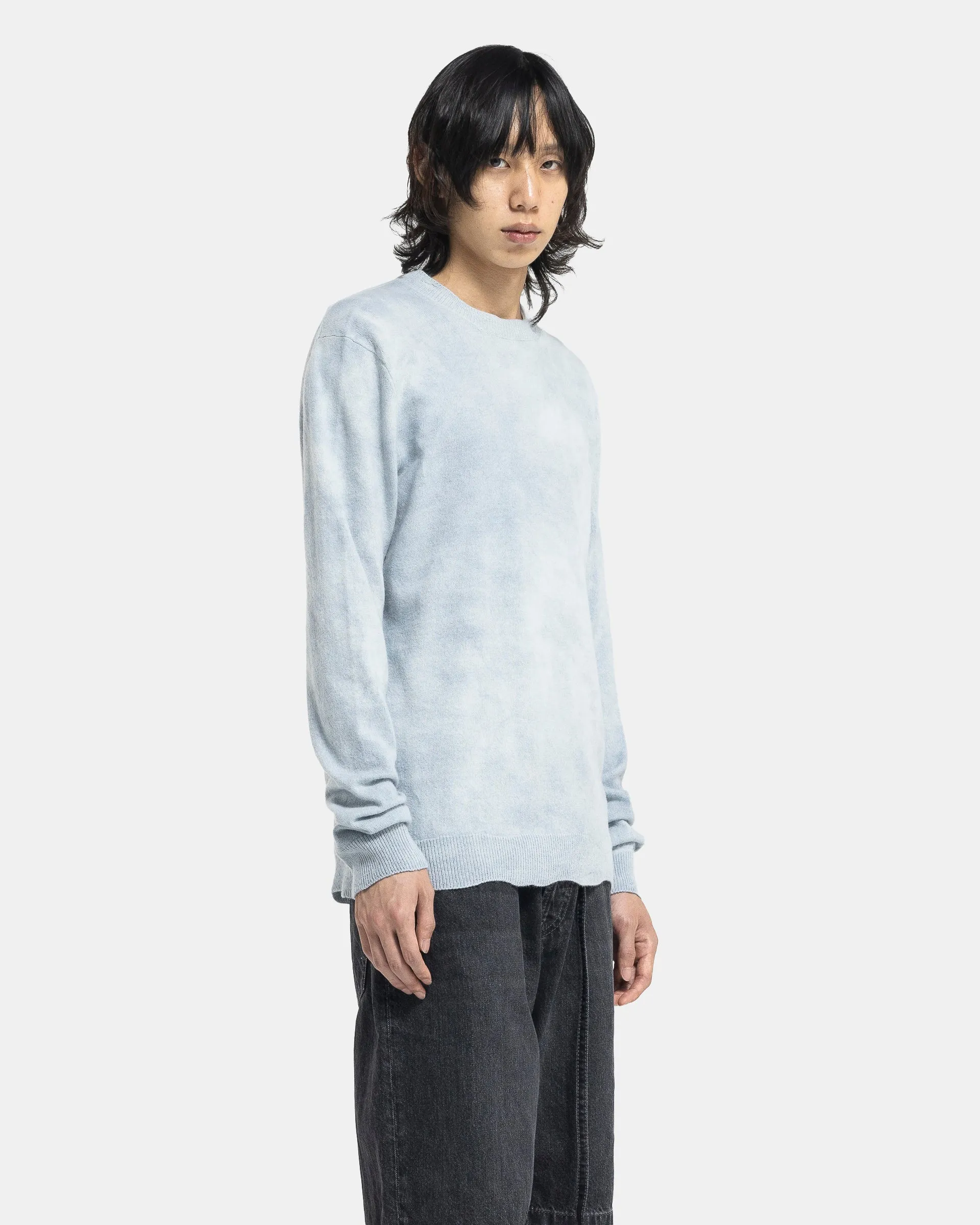 Crew Neck Jumper in Old Blue and White