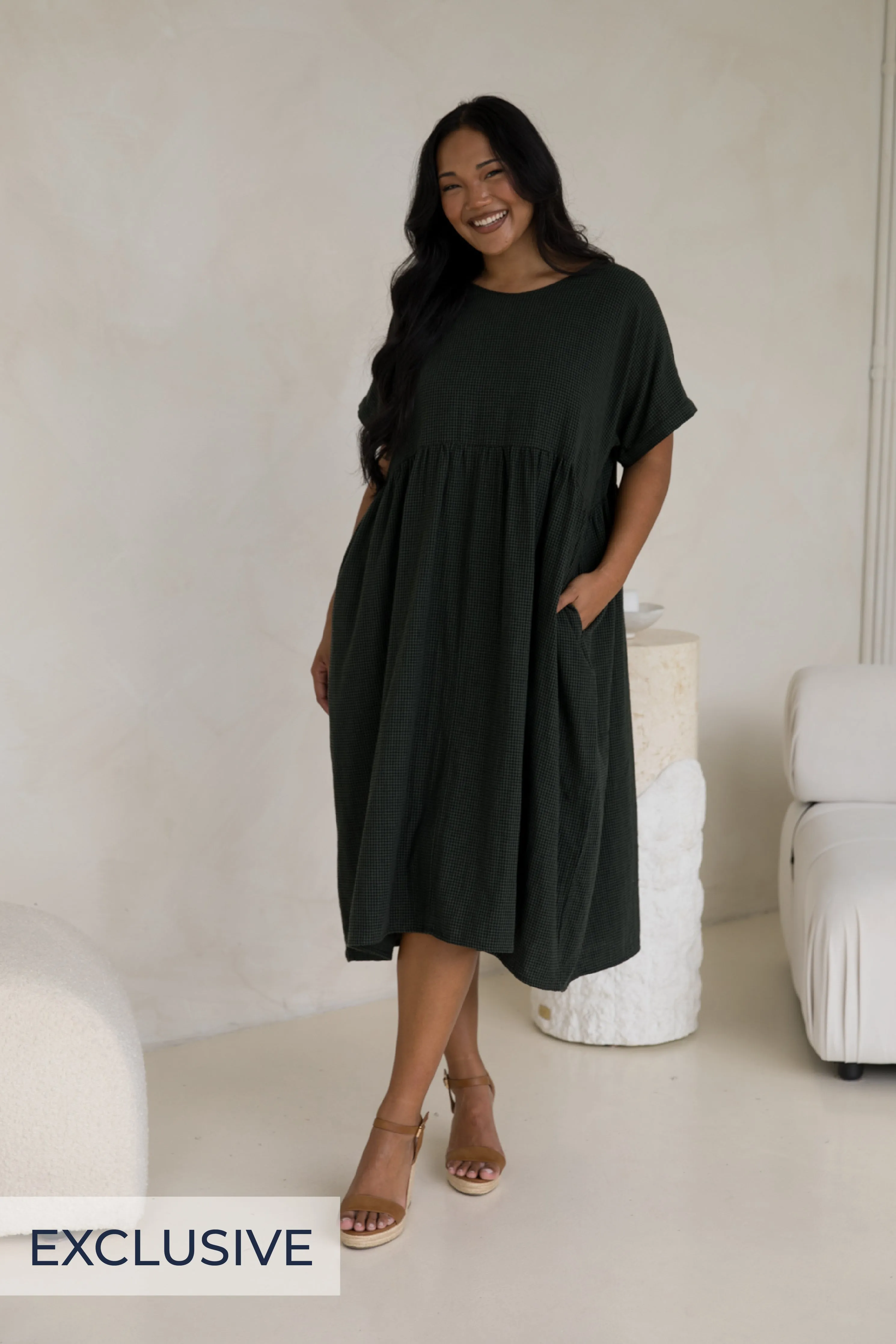 Darcy Dress in Forest Check