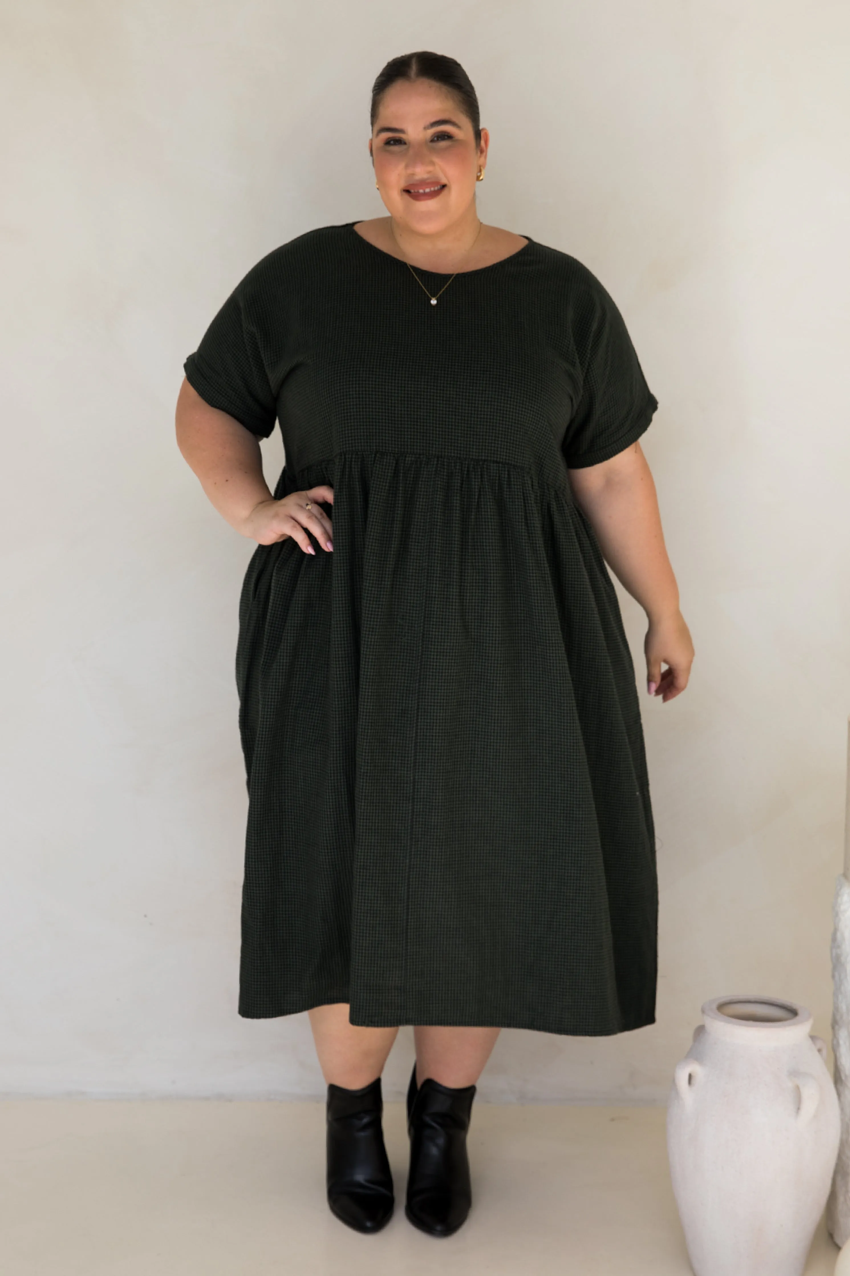 Darcy Dress in Forest Check