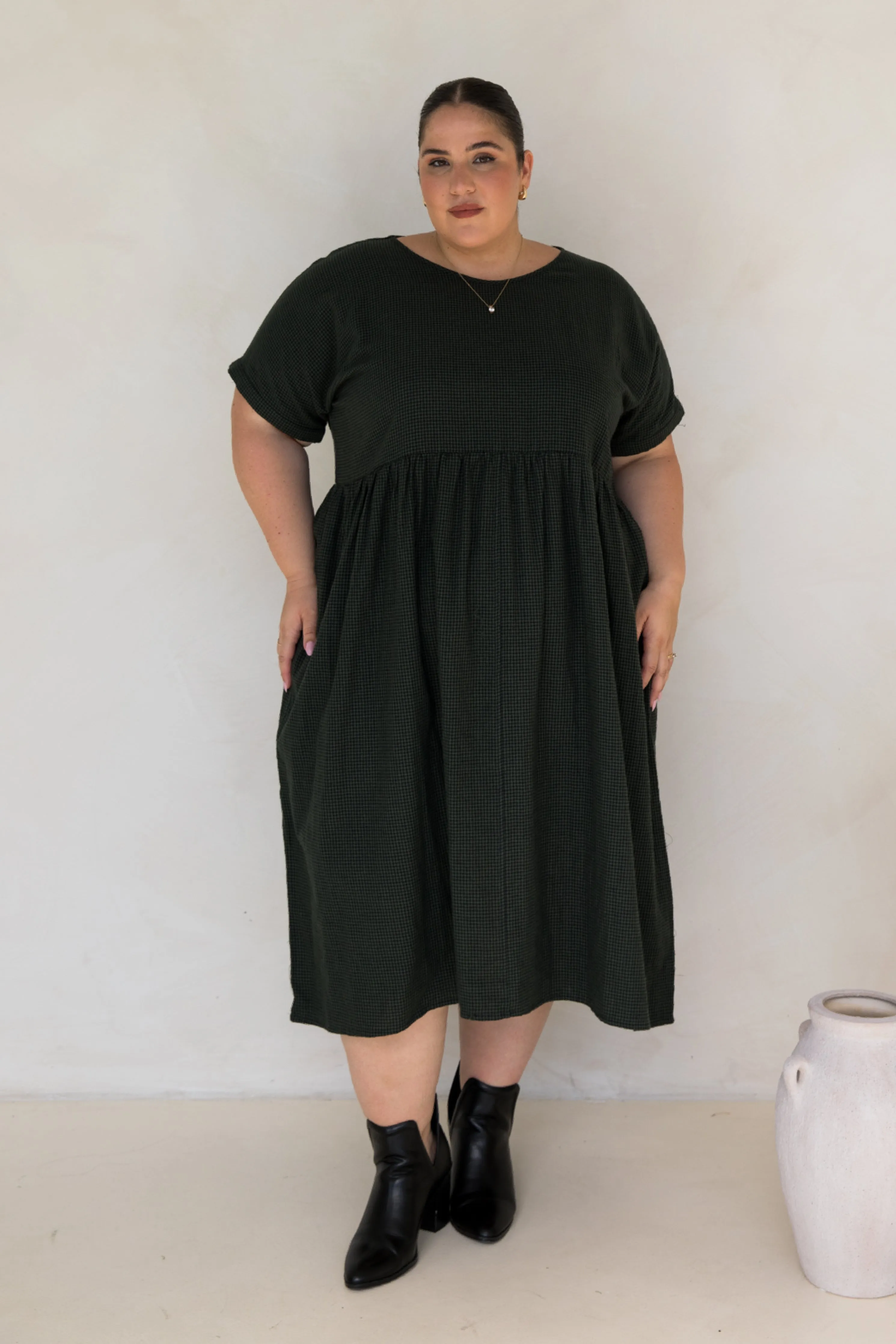 Darcy Dress in Forest Check