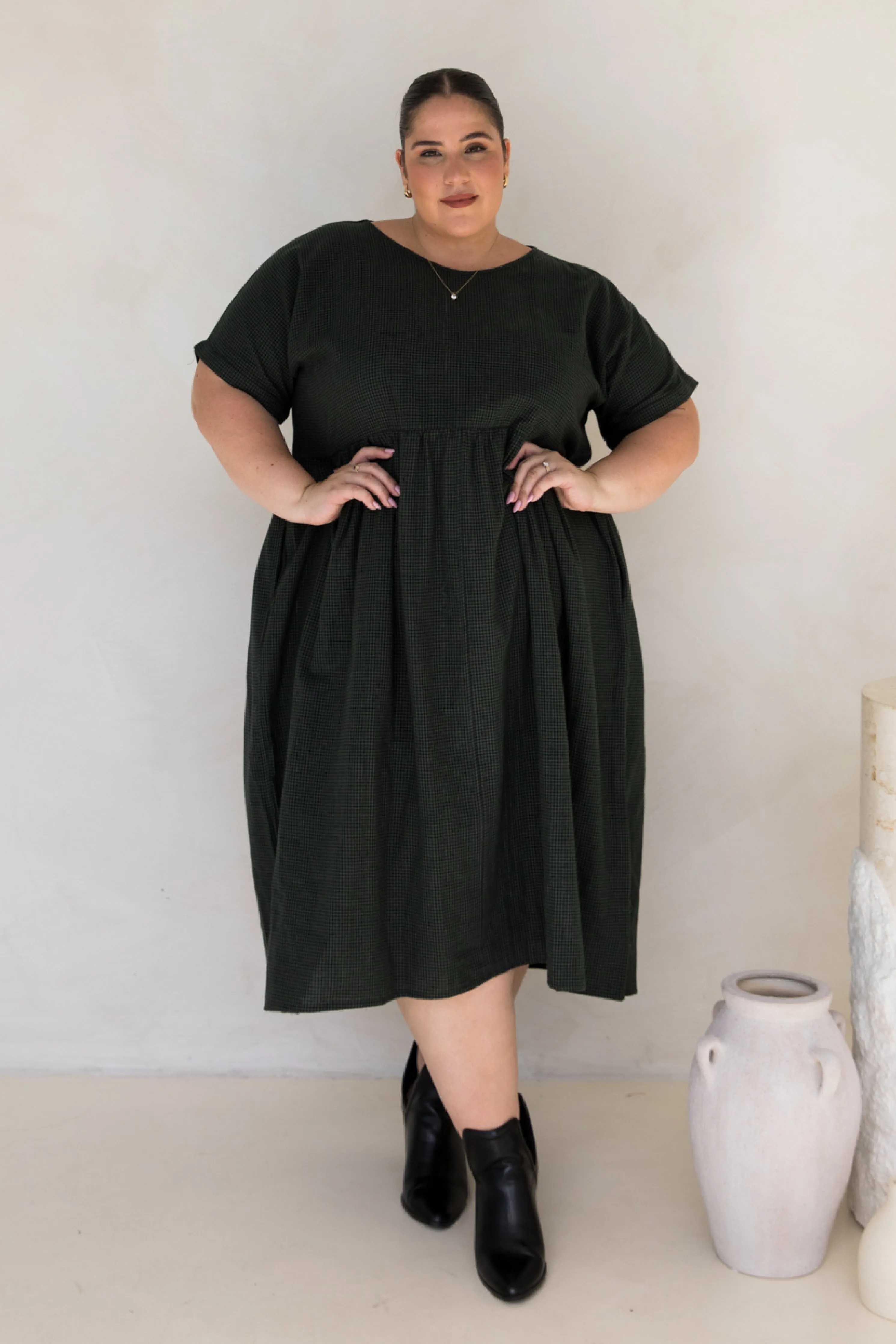 Darcy Dress in Forest Check