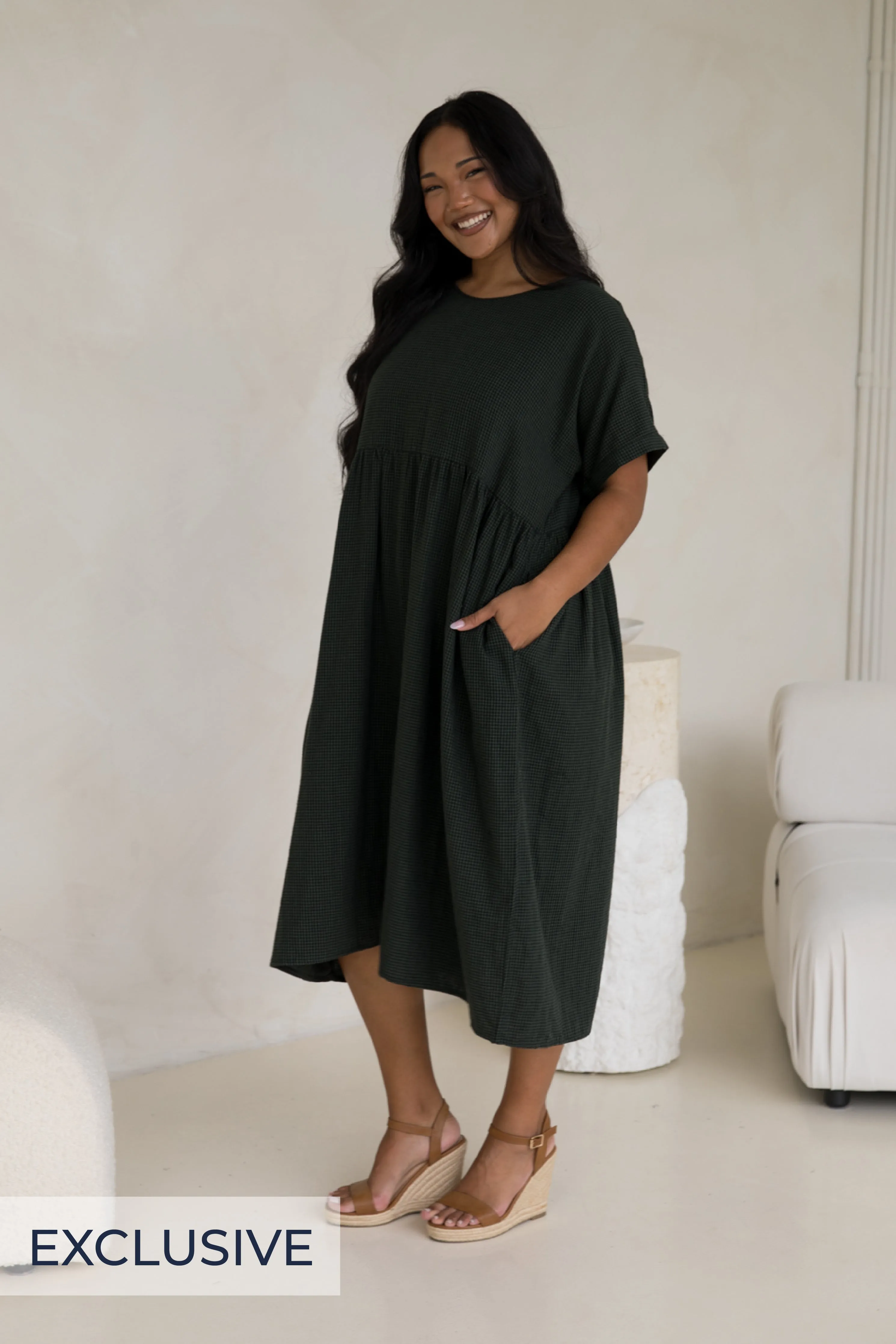 Darcy Dress in Forest Check