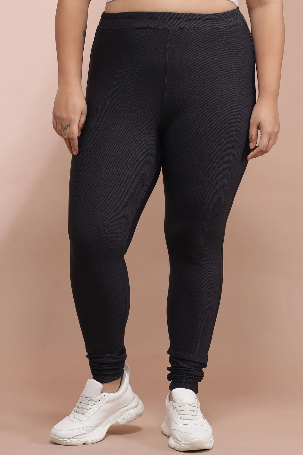 Dark Denim Inspiration Warm Winter Fleece Leggings