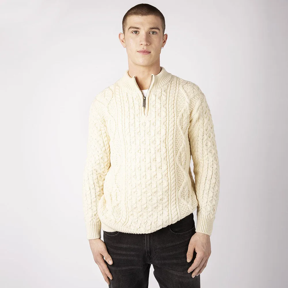 Dris -  Aran Zip Neck Sweater