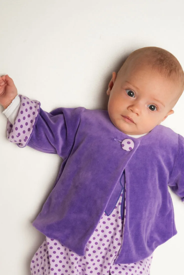 easy lined baby wrap jacket sewing pattern for girls and boys, with cuffs, warm for winter,  FILIPPA from Patternforkids