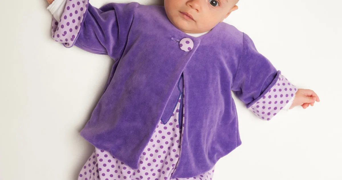 easy lined baby wrap jacket sewing pattern for girls and boys, with cuffs, warm for winter,  FILIPPA from Patternforkids