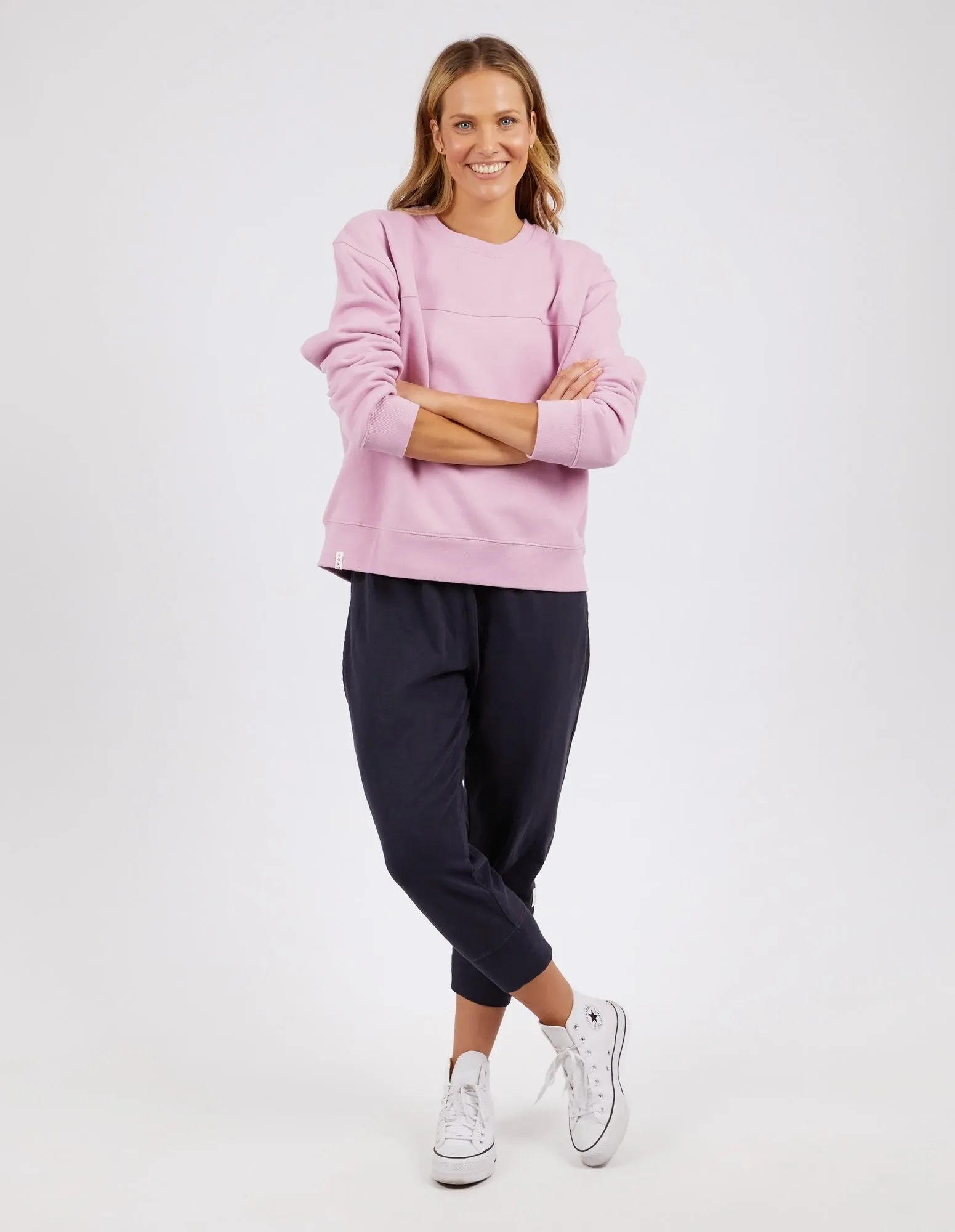 Elm Shelley Fleece Crew - Peony Pink