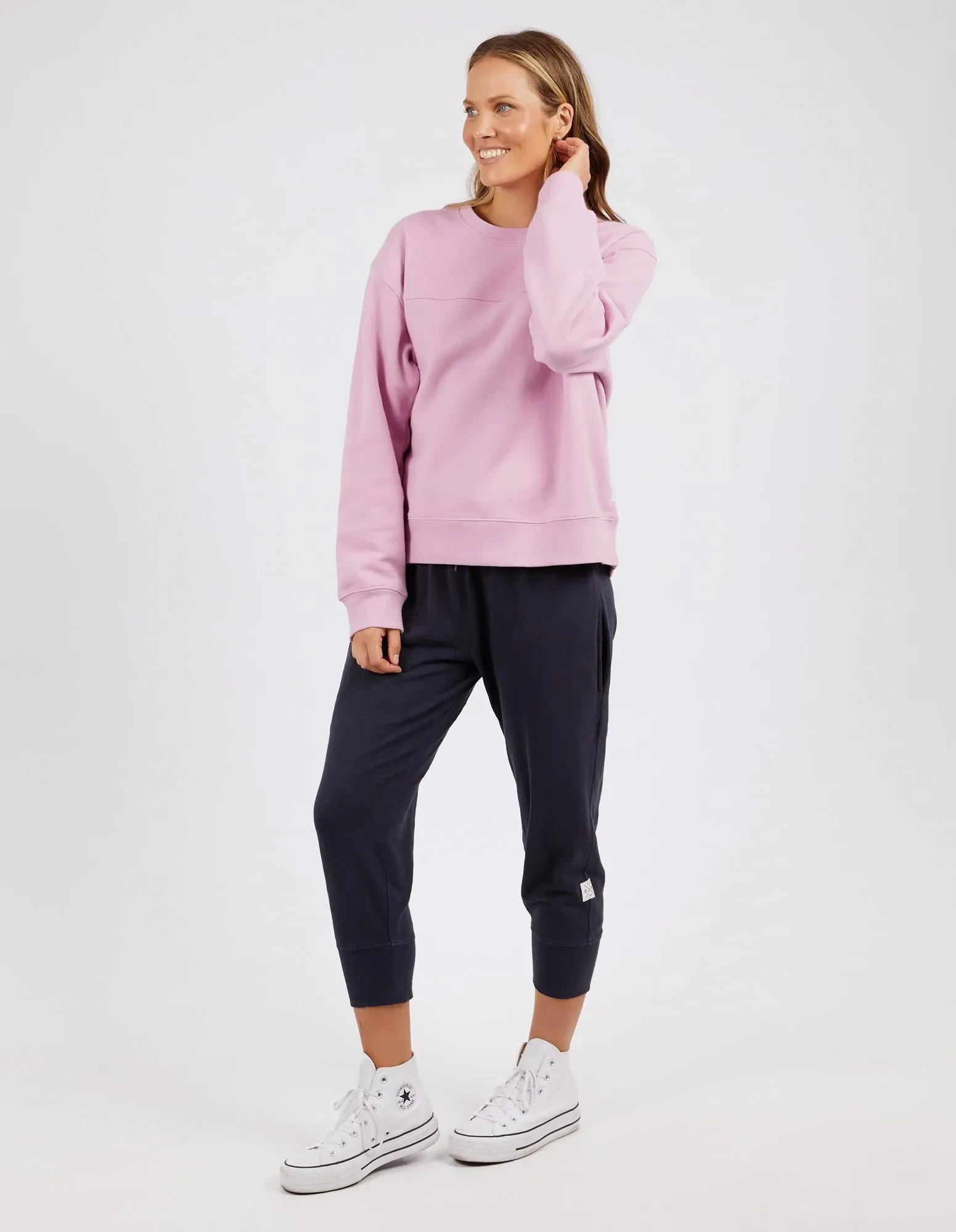 Elm Shelley Fleece Crew - Peony Pink