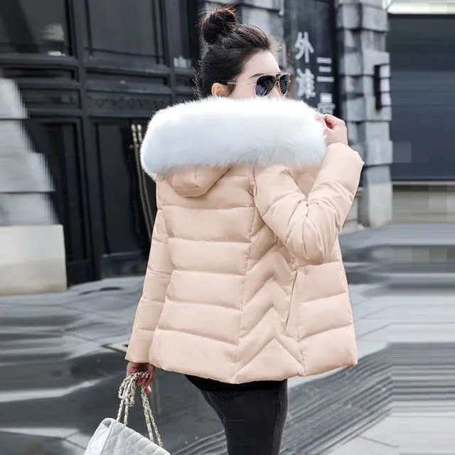 Fashion Black White Women's Winter Jacket Plus Size 6XL Winter Coat Female Parkas Detachable Big Fur Hooded Warm Short Outwear