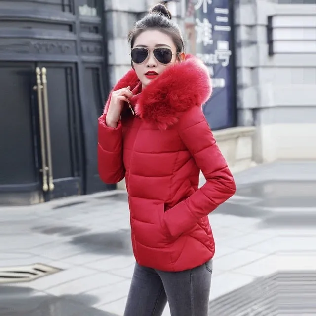 Fashion Black White Women's Winter Jacket Plus Size 6XL Winter Coat Female Parkas Detachable Big Fur Hooded Warm Short Outwear