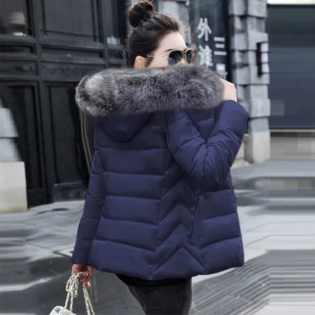 Fashion Black White Women's Winter Jacket Plus Size 6XL Winter Coat Female Parkas Detachable Big Fur Hooded Warm Short Outwear