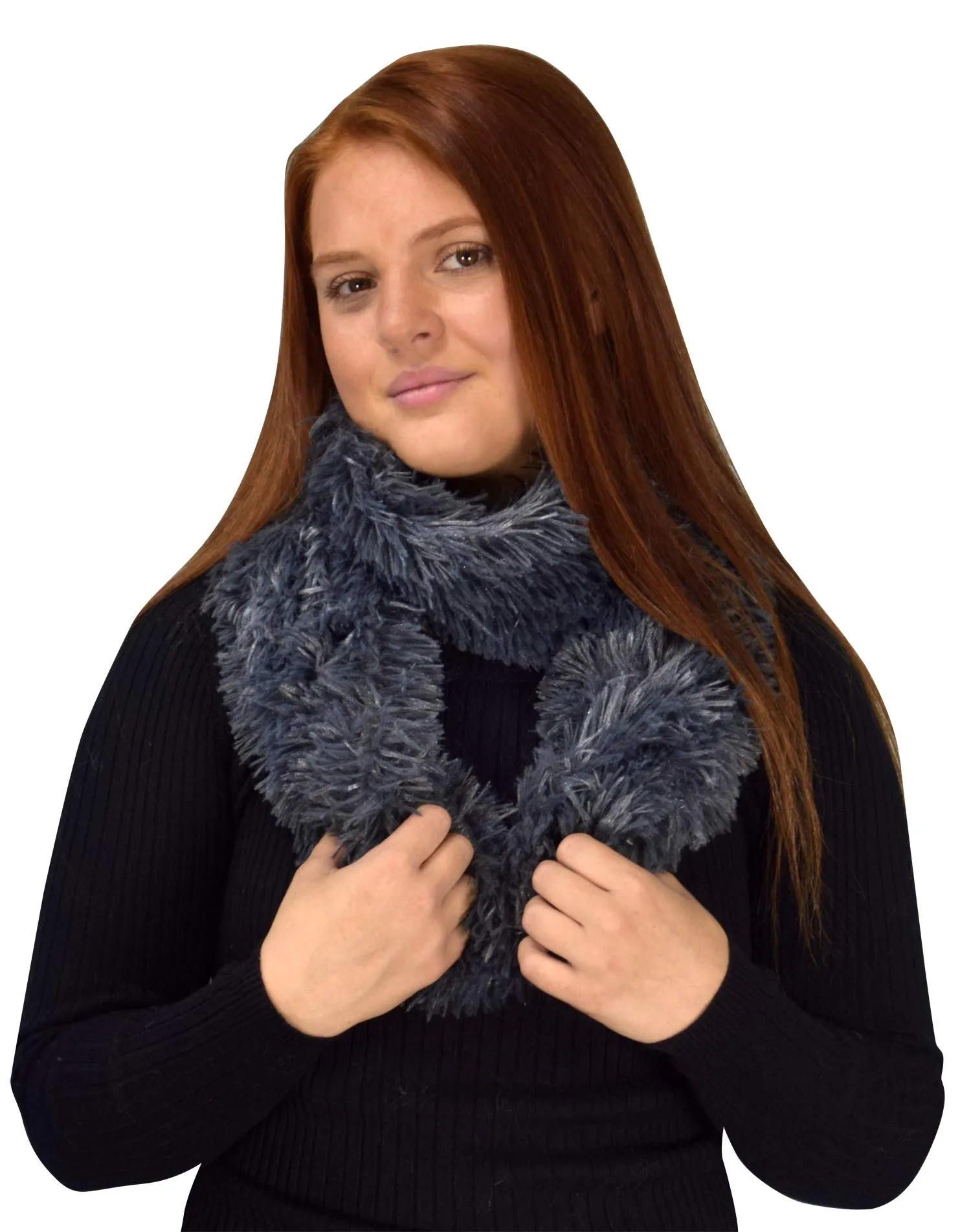 Faux Fur Warm Soft Thick Infinity Loop Circle Scarves Neck Warmers