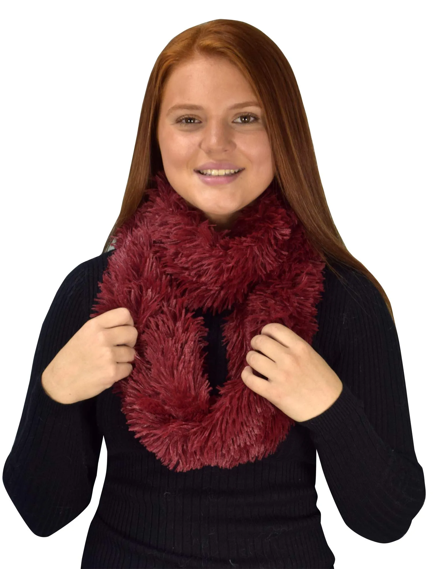 Faux Fur Warm Soft Thick Infinity Loop Circle Scarves Neck Warmers