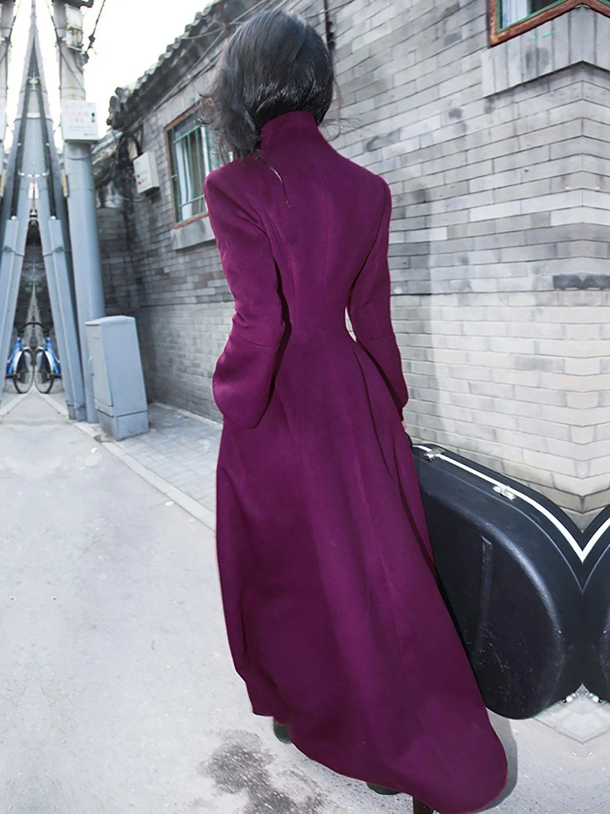 Full Length Wool Blend Flared Coat