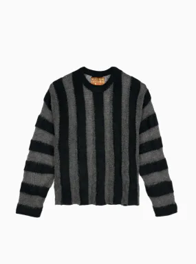 Fuzzy Threadbare Sweater Black Stripe